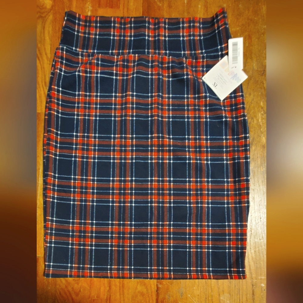 Skirt, LulaRoe, Cassie, XL red/blue plaid